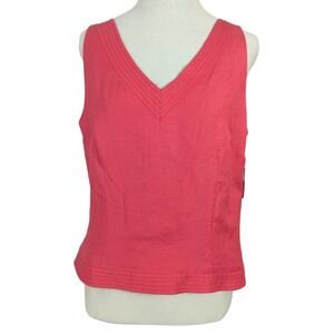 Laura Leigh Ltd‎ V-Neck Tank Top Coral Pink Sleeveless Blouse NEW